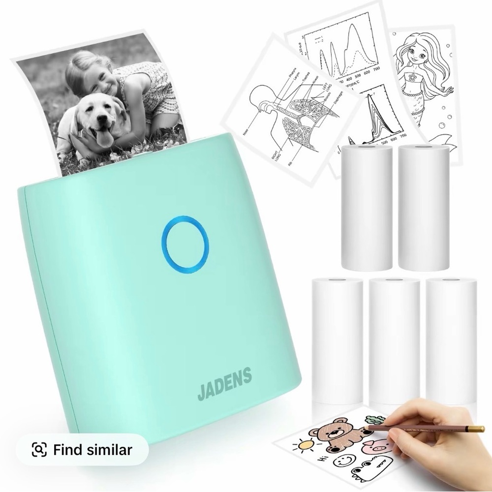 JADENS Portable Wireless Thermal Printer in Light Blue - Picture 7 of 7